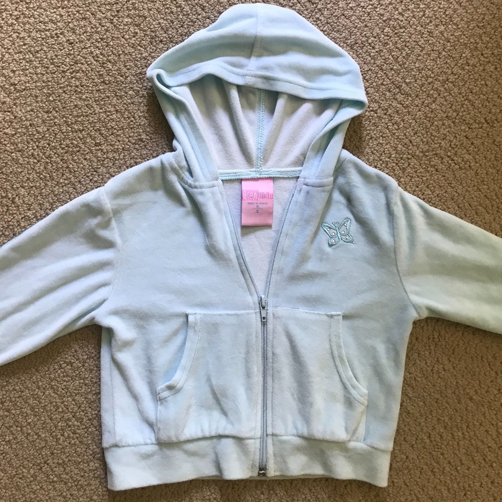 Light Blue Sparkle Butterfly Girls Sweatshirt